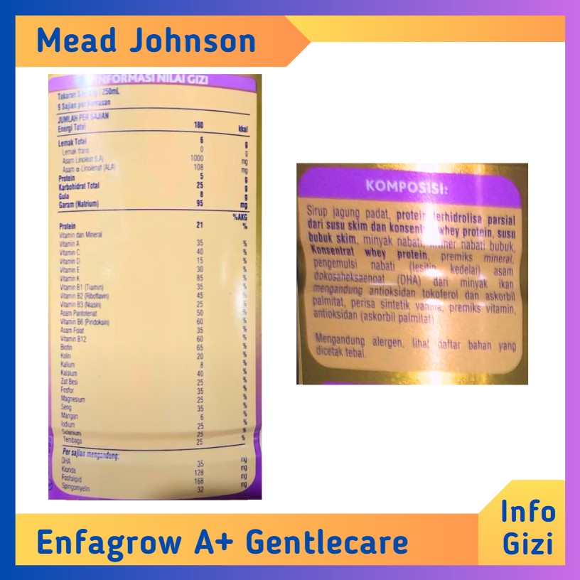 Enfagrow A+ 3 Gentle Care komposisi nilai gizi
