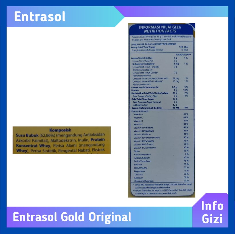 Entrasol Gold Original komposisi nilai gizi