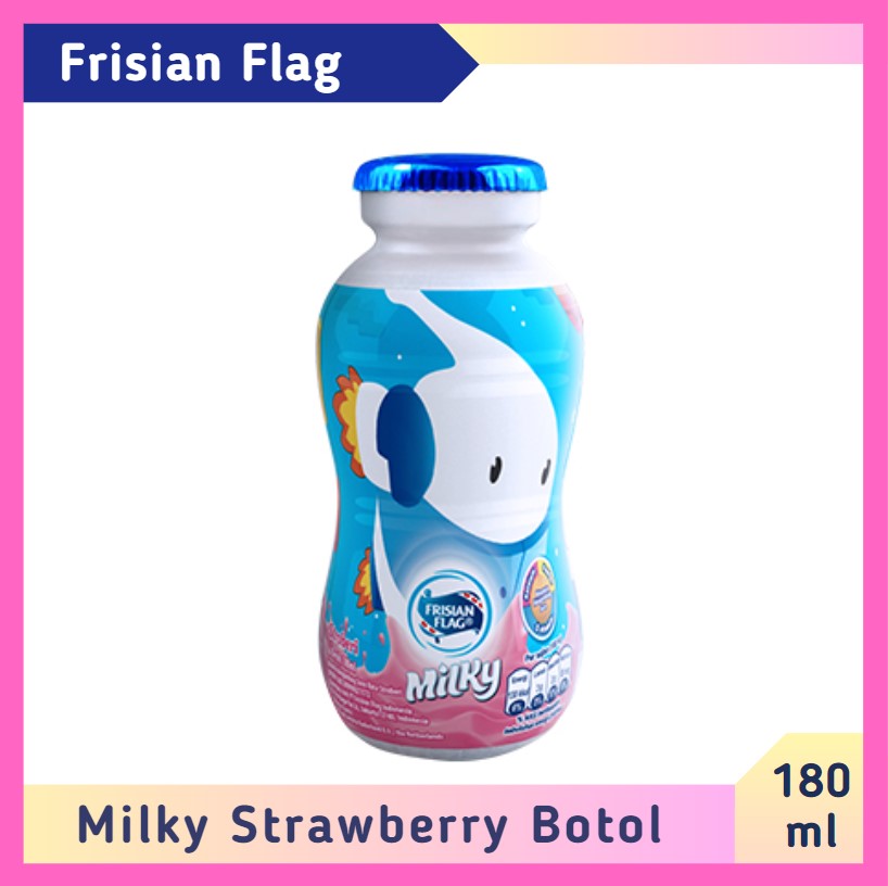Frisian Flag Milky stroberi botol 180 ml