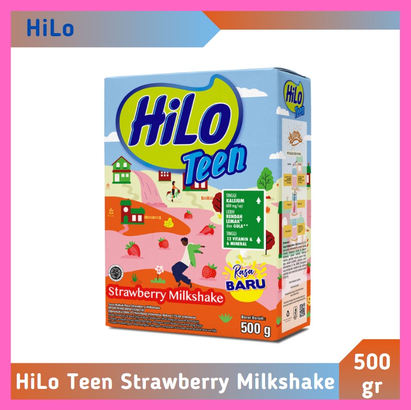 HiLo Teen Strawberry Milkshake 500 gr