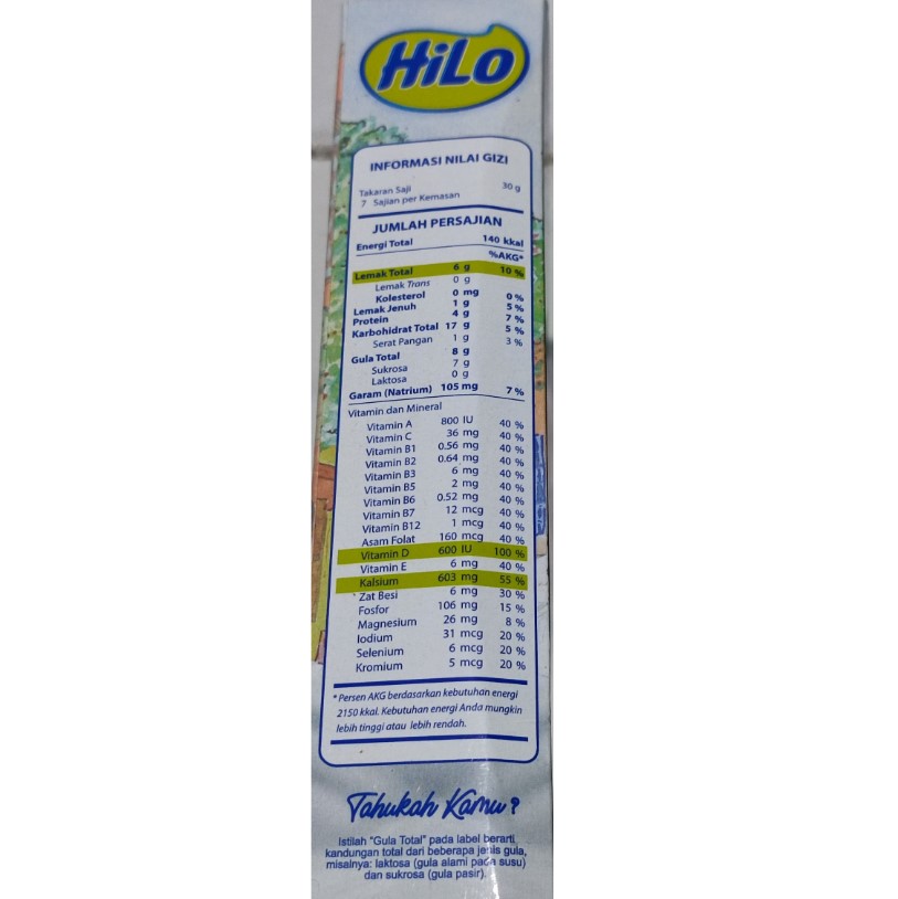 Hilo Active Almond Milk Coconut nilai gizi