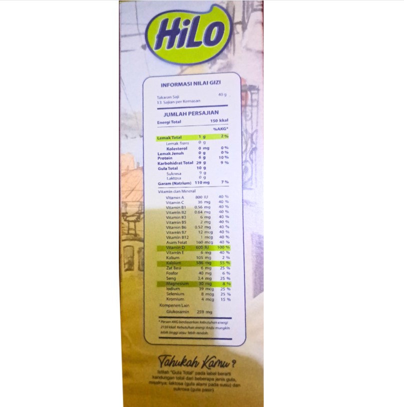 Hilo Active Multigrain Original nilai gizi