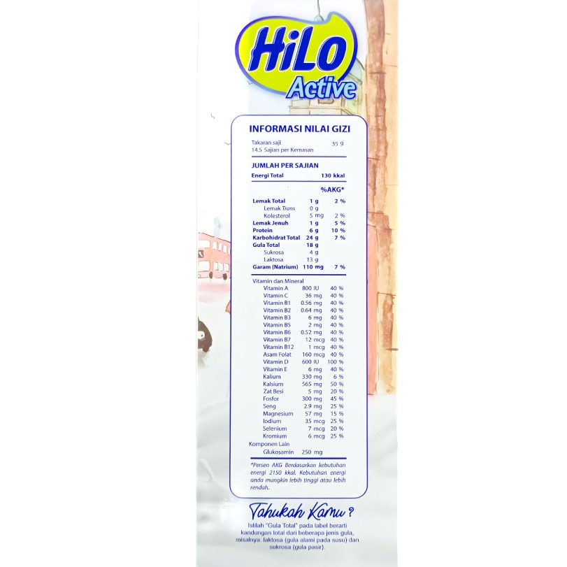 Hilo Active Protein Vanilla nilai gizi