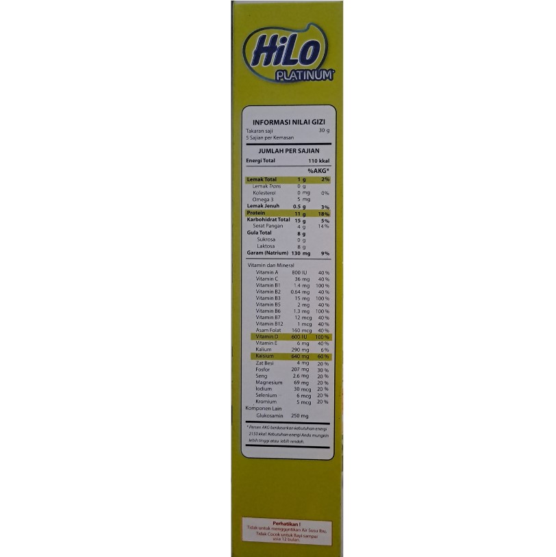 HiLo Platinum Hi Protein Original nilai gizi