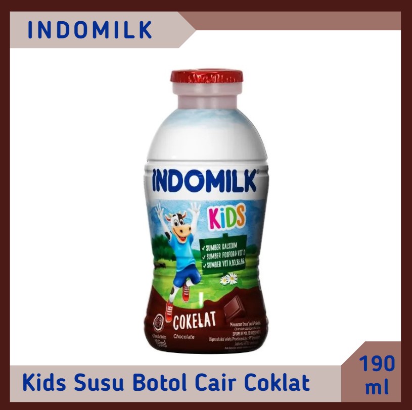 Indomilk Kids Susu Botol Cair Cokelat 190 ml