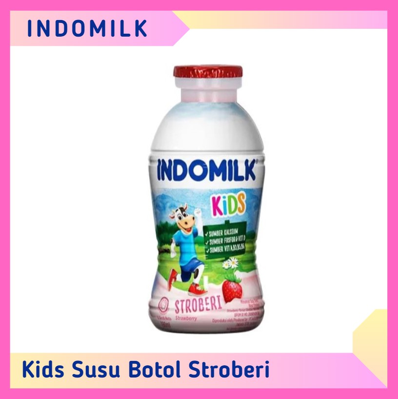 Indomilk Kids Susu Botol Cair Strawberry