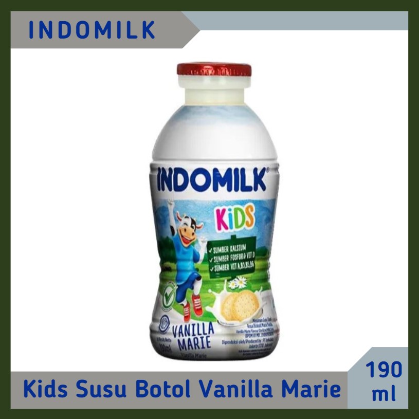 Indomilk Kids Susu Botol Cair Vanilla Marie 190 ml
