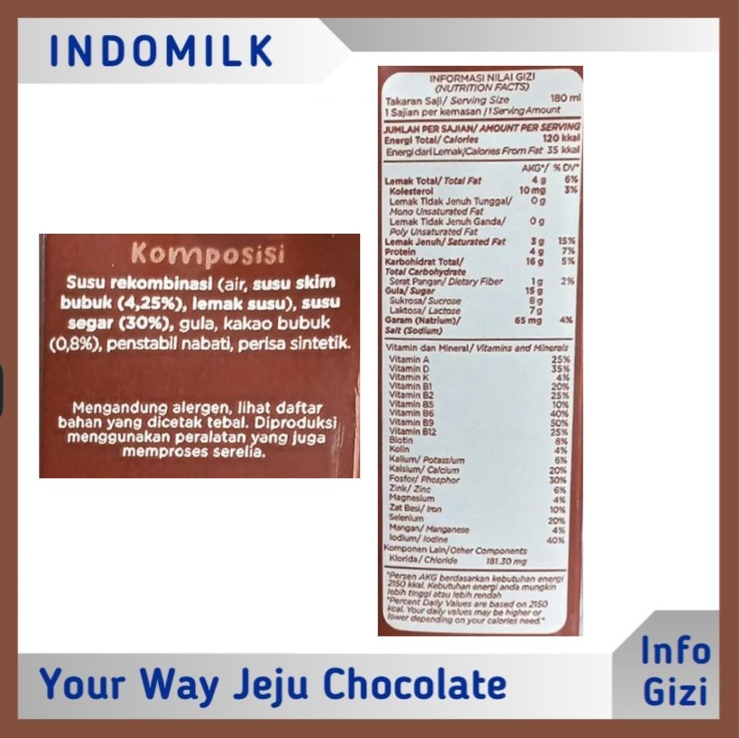 Indomilk Your Way Jeju Chocolate komposisi nilai gizi