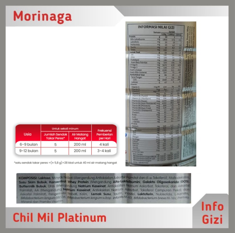 Morinaga Chil Mil Platinum komposisi nilai gizi