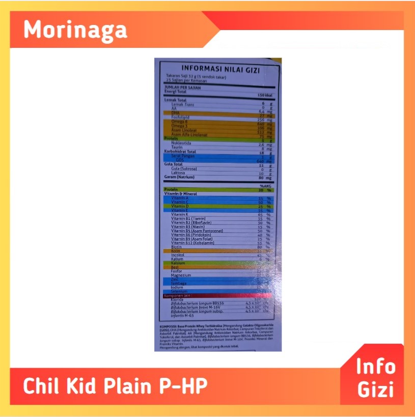 Morinaga Chil Kid P-HP komposisi nilai gizi
